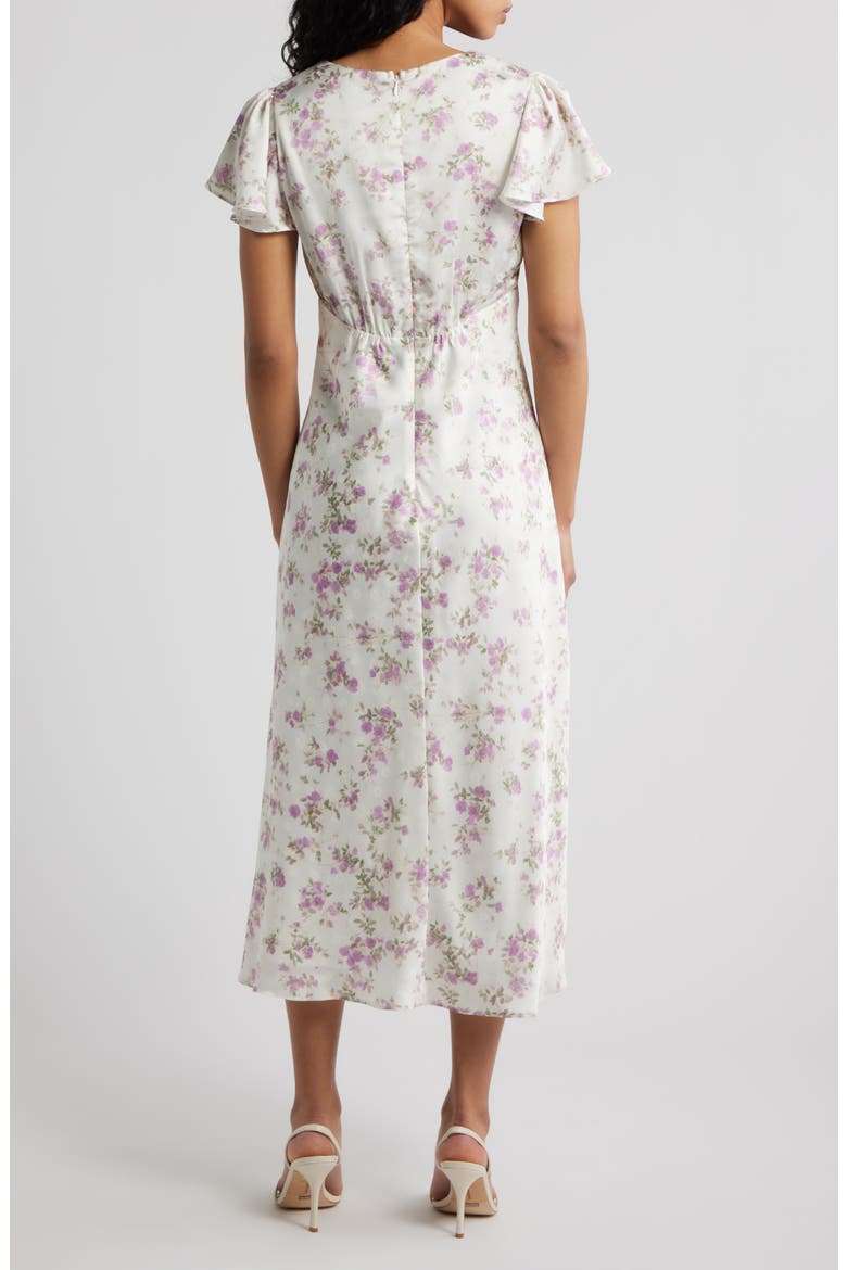 Fernanda Floral Flutter Sleeve Maxi Dress, Alternate, color, WHITE / PURPLE FLORAL
