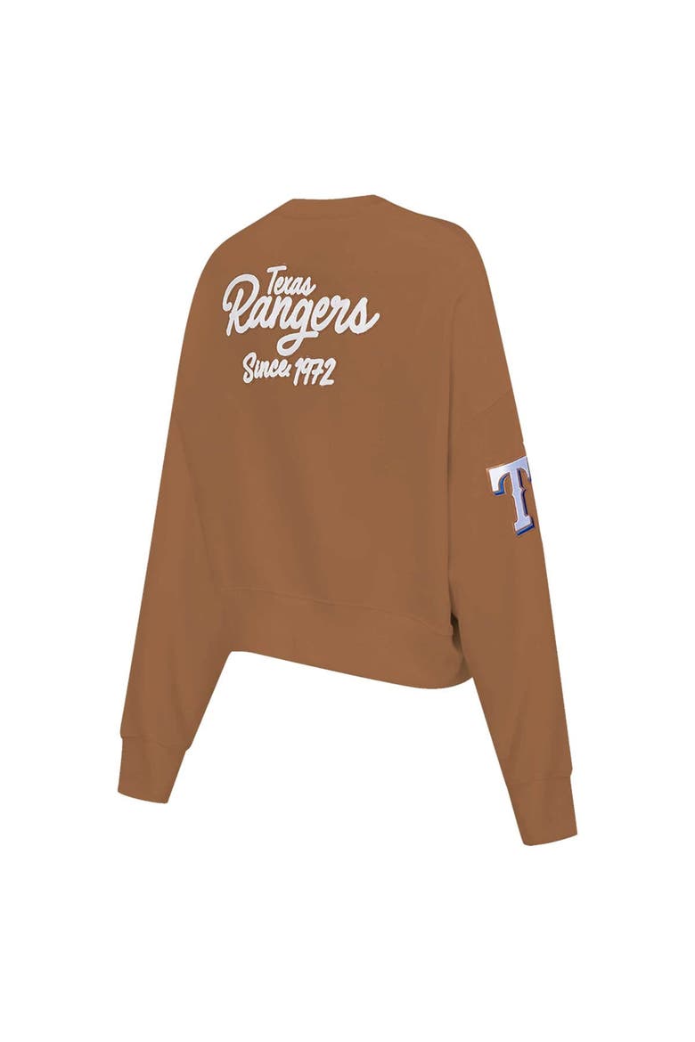 Women's Pro Standard Brown Texas Rangers Paint The City Pullover Cropped Sweatshirt, Alternate, color, Brown