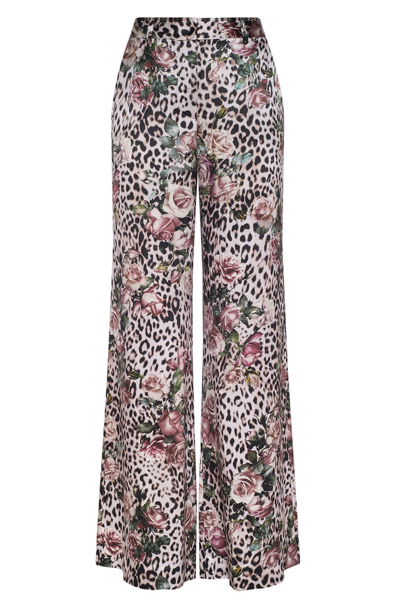L'AGENCE Pilar Silk Wide Leg Pants, Alternate, color, Multi Small Rose Cheetah