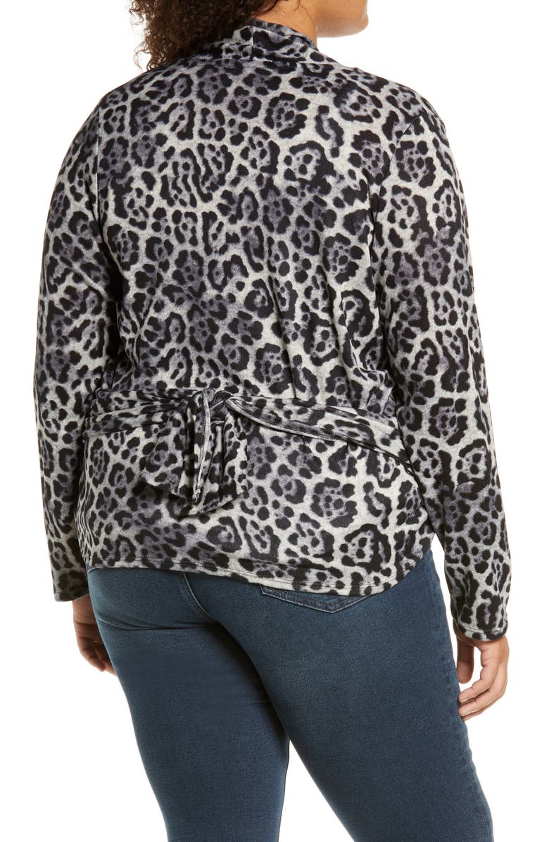 Loveappella Tie Front Cardigan, Alternate, color, Gray/ Black