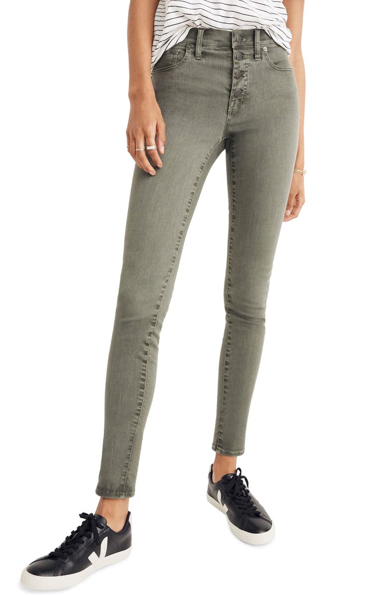 Madewell 9-Inch Garment Dyed Button Front Skinny Jeans, Main, color,