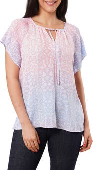 SUNNY LEIGH Tie Front Short Sleeve Top