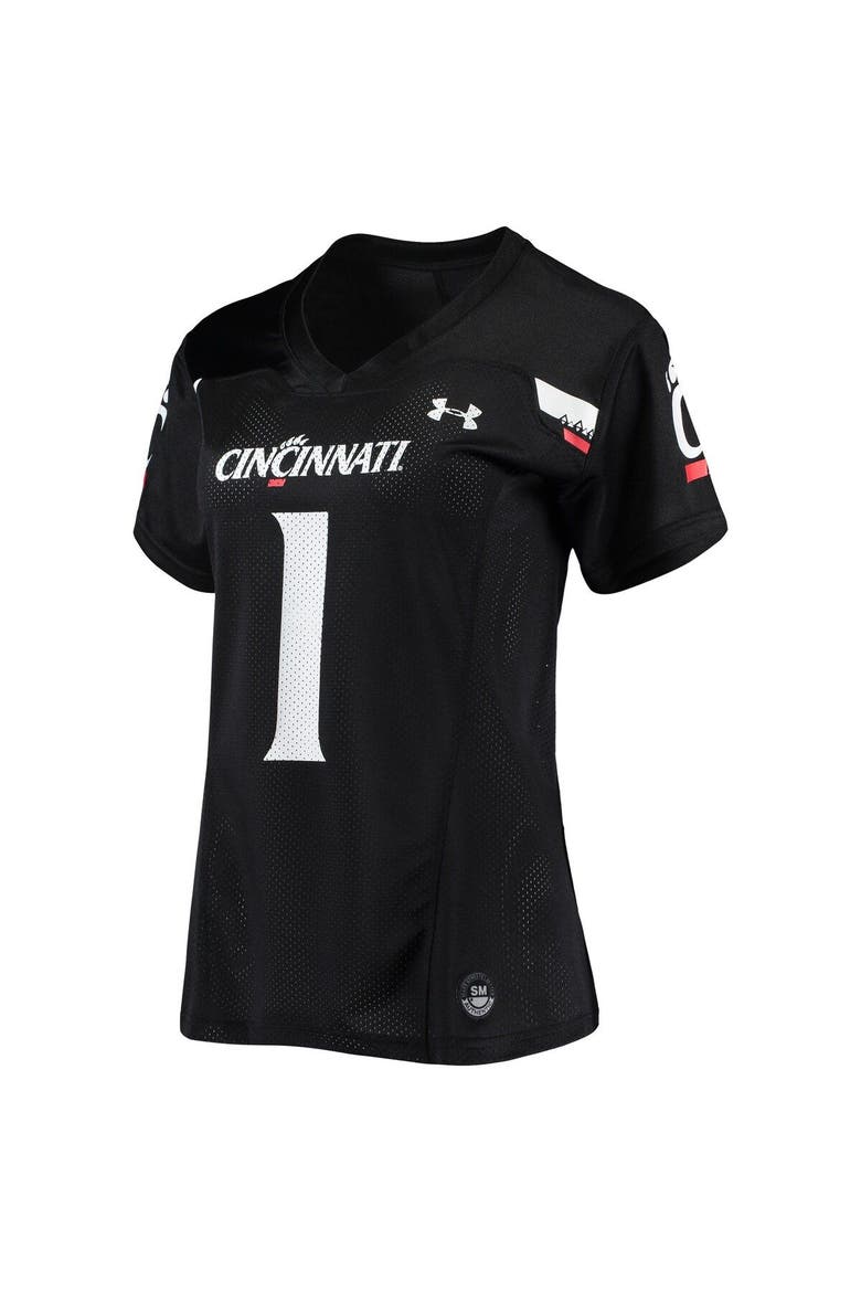 Women's Under Armour #1 Black Cincinnati Bearcats Replica Football Jersey, Alternate, color, Black