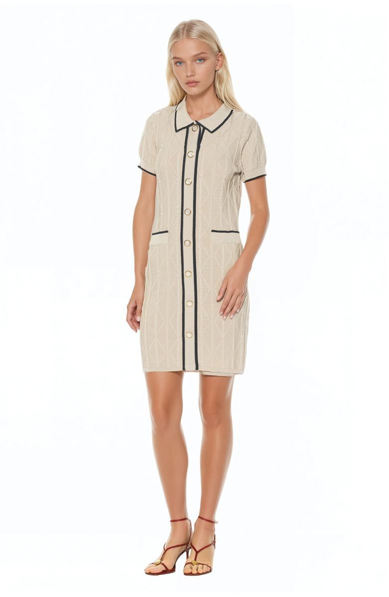 Alexia Admor Cove Collared Button Down Contrast Knit, Alternate, color, Ivory