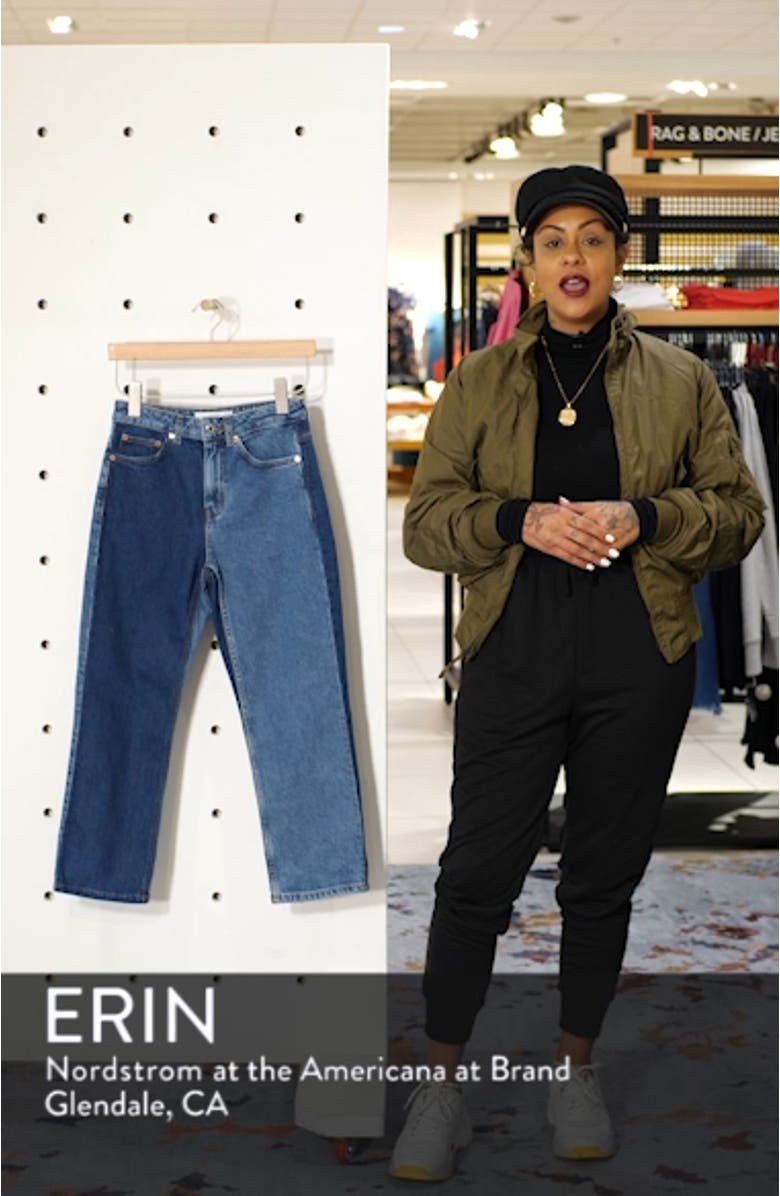 High Waist Straight Leg Moto Jeans, sales video thumbnail