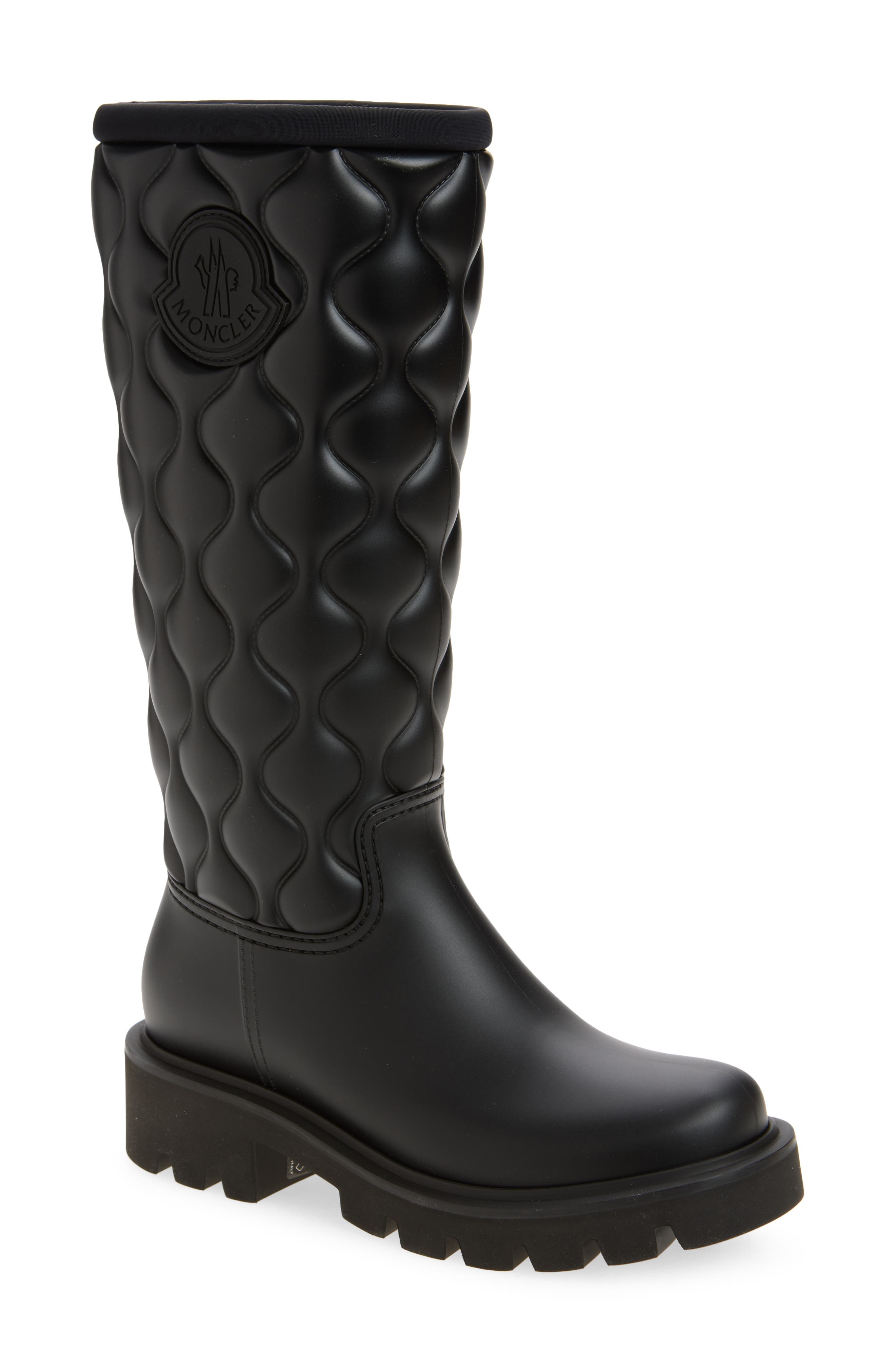 Moncler Kickstream Quilted Rain Boot, Main, color, Black