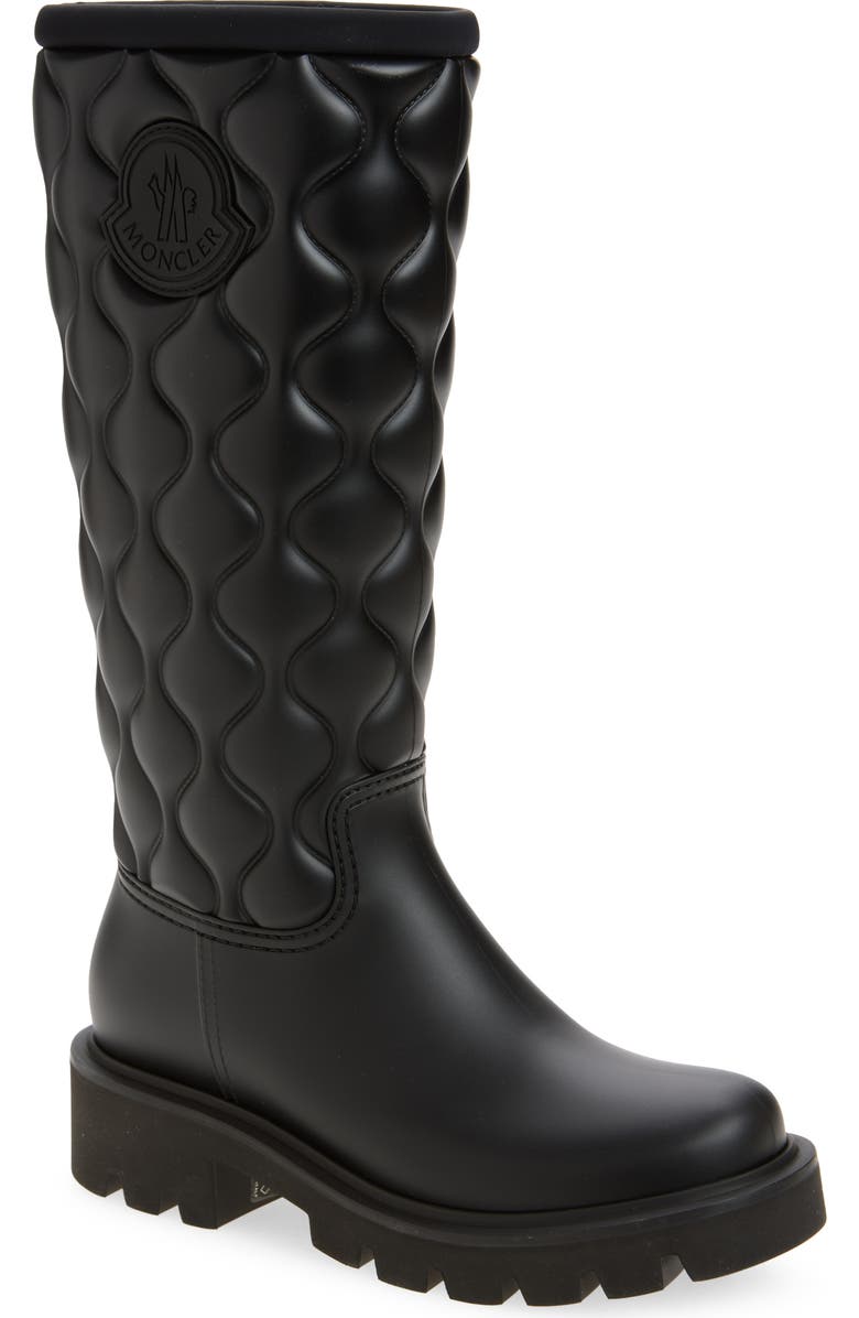 Moncler Kickstream Quilted Rain Boot, Main, color, Black