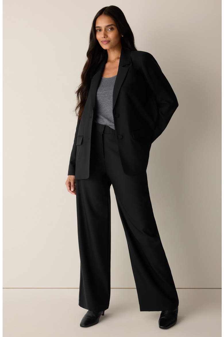 High Waist Wide Leg Wool Trousers, Alternate, color, BLACK