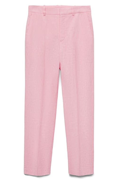 Mango Boreli Linen Pants In Light/pastel Pink