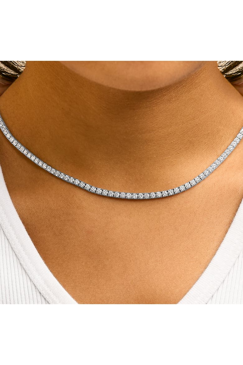 14K White Gold 10 3/4 Cttw Lab Grown Diamond Tennis Necklace, Alternate, color, White
