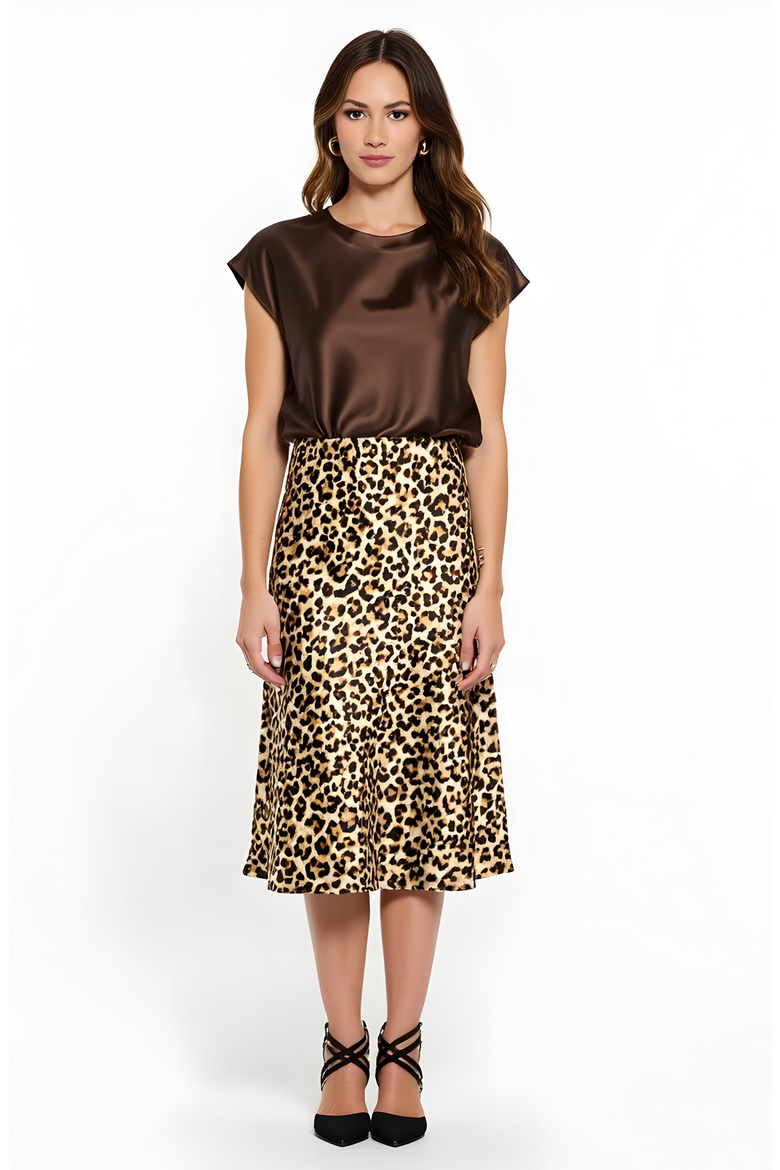 Leopard Print Bias Cut Satin Midi Skirt, Alternate, color, Leopard Print