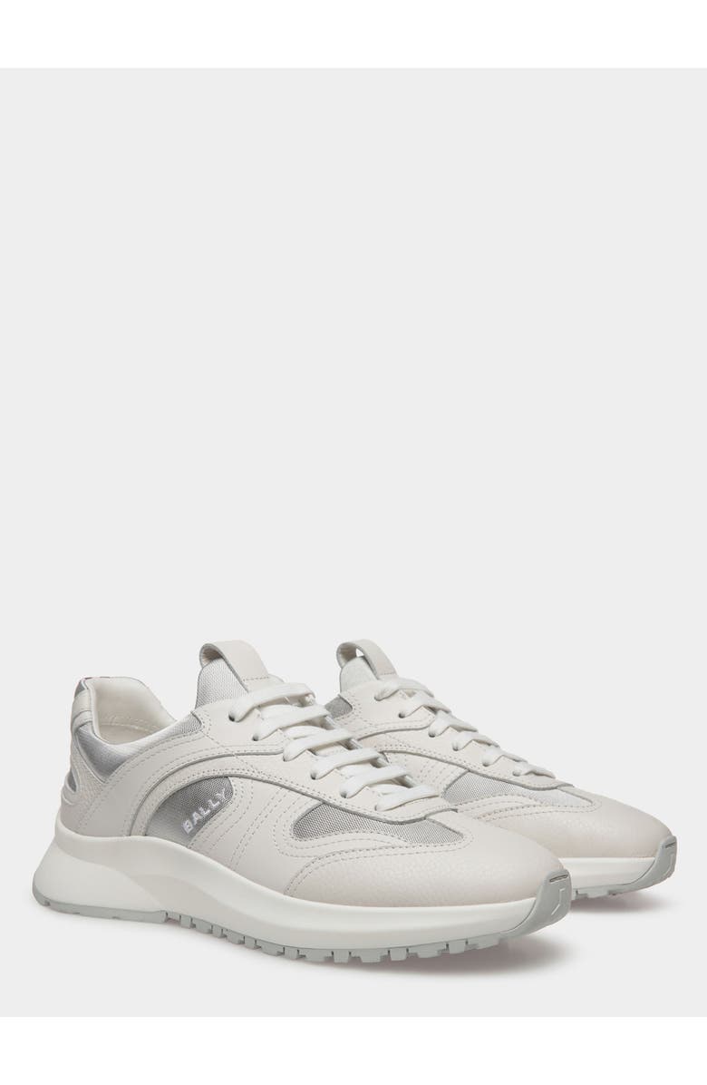 Bally Outline Sneaker In Leather And Nylon, Alternate, color, White