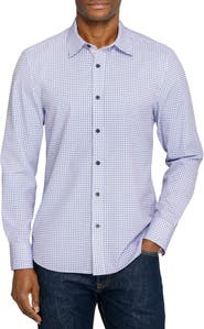 CONSTRUCT Slim Fit Round Geo Woven Long Sleeve Basic Shirt
