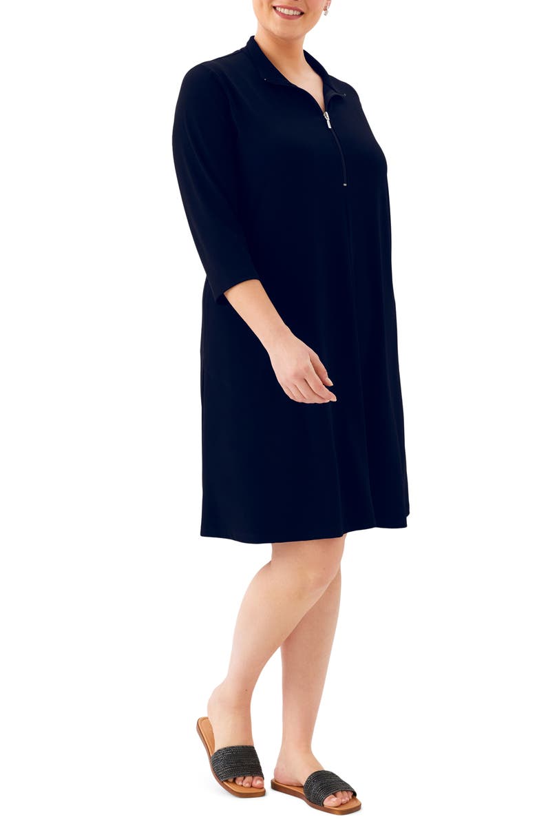 Karen Kane Half Zip Travel Jersey Dress, Alternate, color, Navy