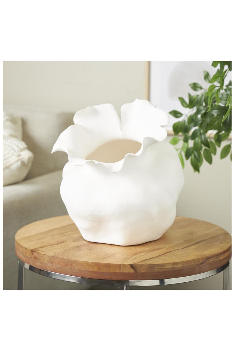 Ruffled Ceramic Vase, Alternate, color, NO COLOR