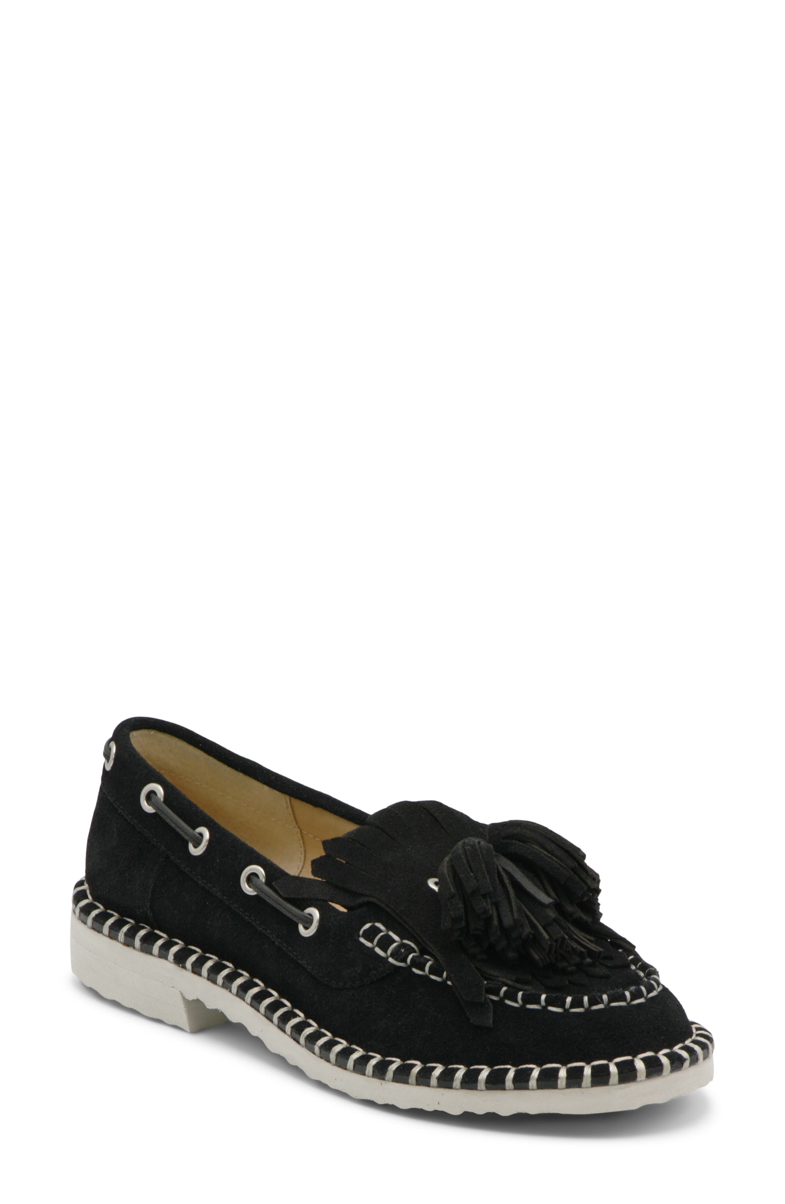 Charles David Poppy Kiltie Fringe Loafer, Main, color, Black