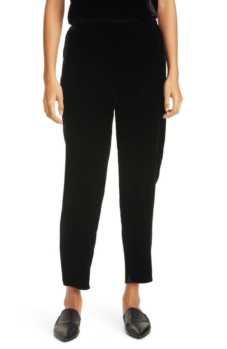 Eileen Fisher Velvet Tapered Ankle Pants, Main, color, 