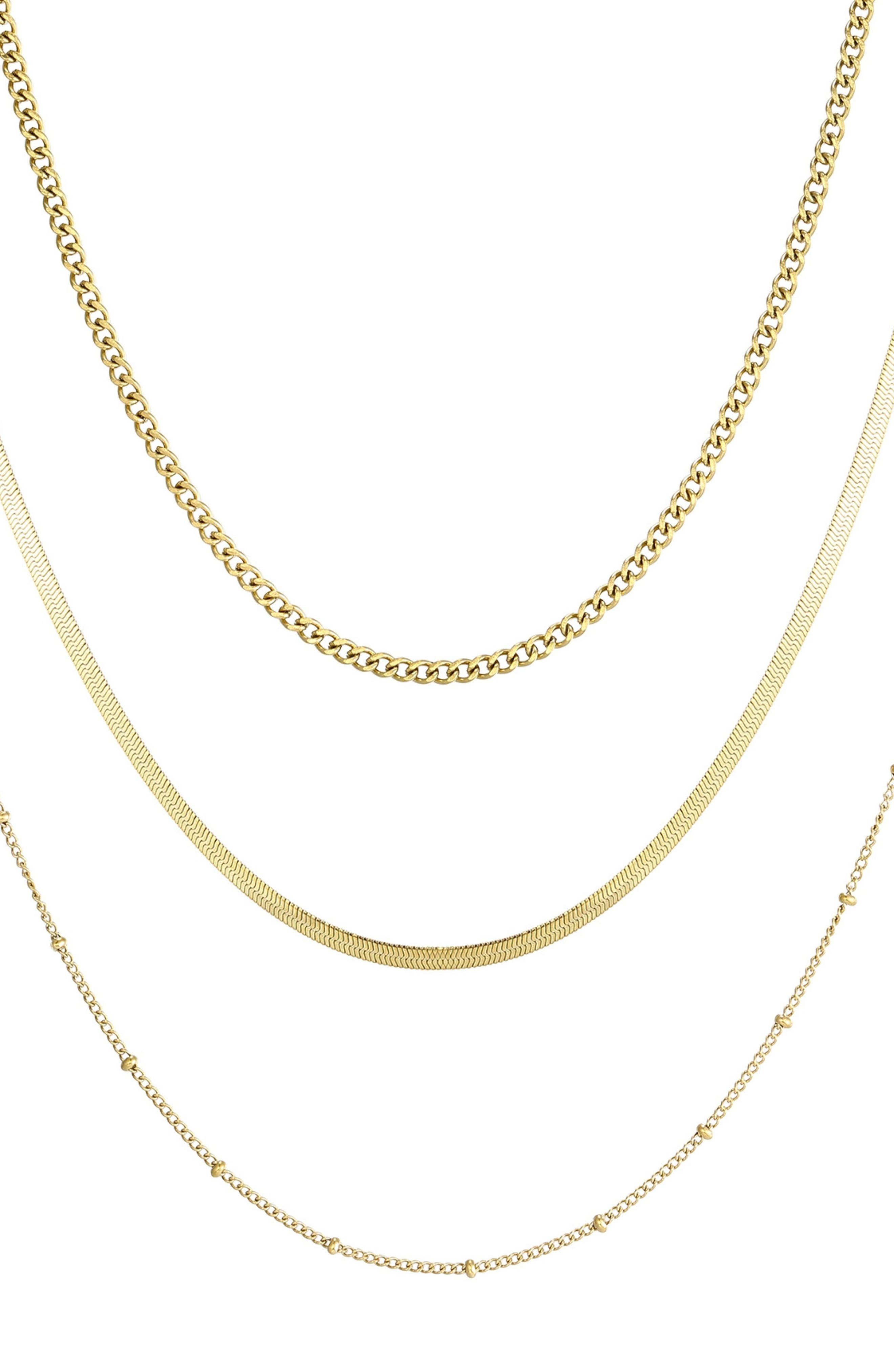 Adornia 18k Gold Plated Set of 3 Layered Necklaces