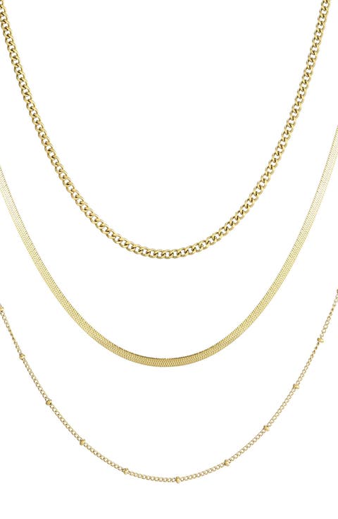 18k Gold Plated Set of 3 Layered Necklaces