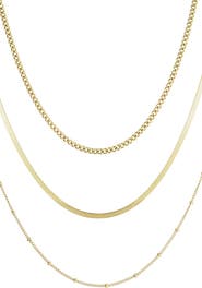 Adornia 18k Gold Plated Set of 3 Layered Necklaces