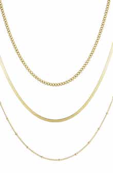 Adornia 18k Gold Plated Set of 3 Layered Necklaces