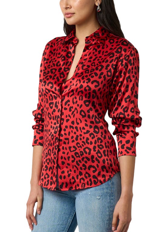 Shop Equipment Print Silk Button-up Shirt In Gazpacho And True Black