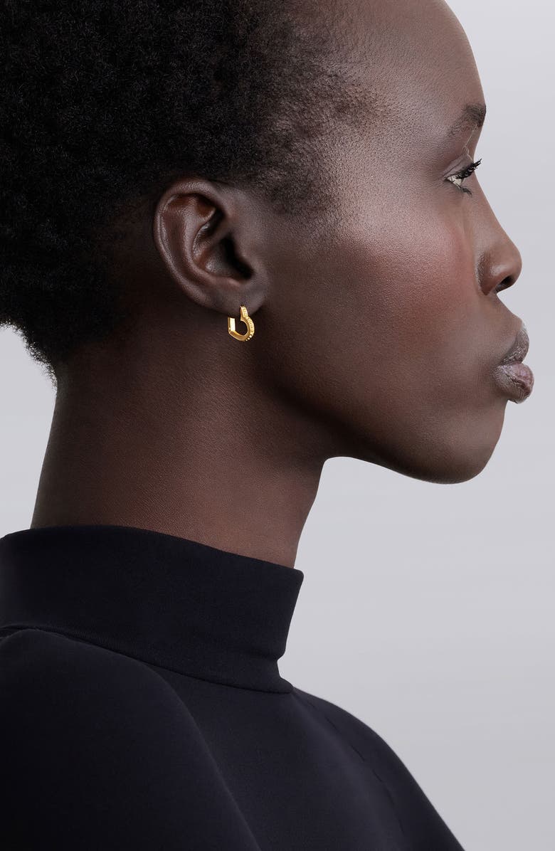 LAGOS 18K Gold Caviar Heart Huggie Hoop Earrings, Alternate, color, Gold