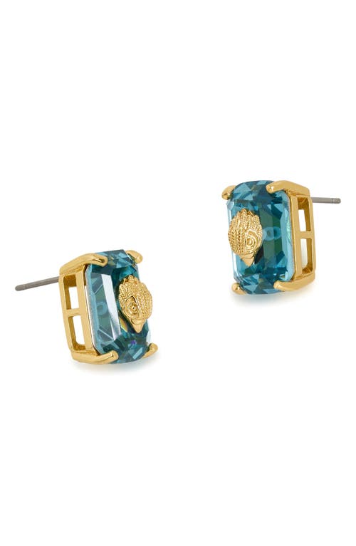 Kurt Geiger London Emerald Cut Crystal Stud Earrings In Light Blue