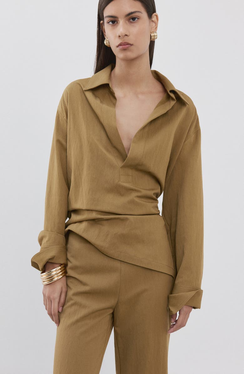 MANGO Flat Front Straight Leg Pants, Alternate, color, Khaki