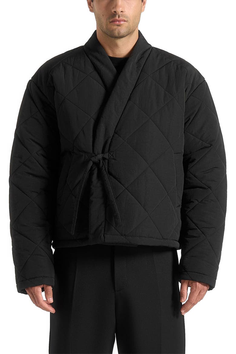 Emil Quilted Wrap Puffer Jacket, Main, color, Black