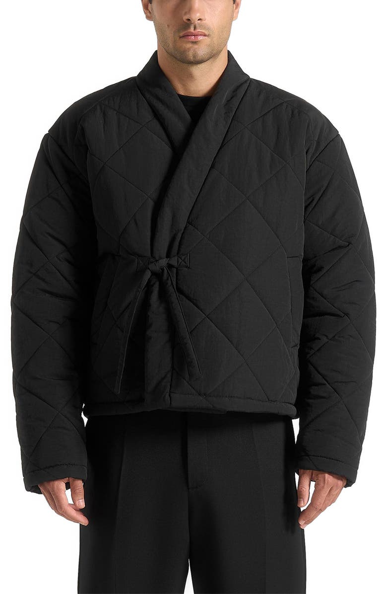 Manière De Voir Emil Quilted Wrap Puffer Jacket, Main, color, Black