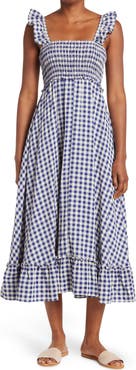 MAX STUDIO Yarn Dye Ruffle Sleeve Smocked Dress