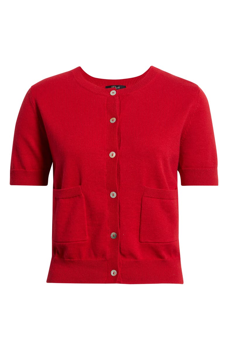Rails Aisley Short Sleeve Cotton & Cashmere Cardigan, Alternate, color, Crimson