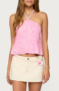 EDIKTED Ayva Floral Embroidered Beaded Halter Top