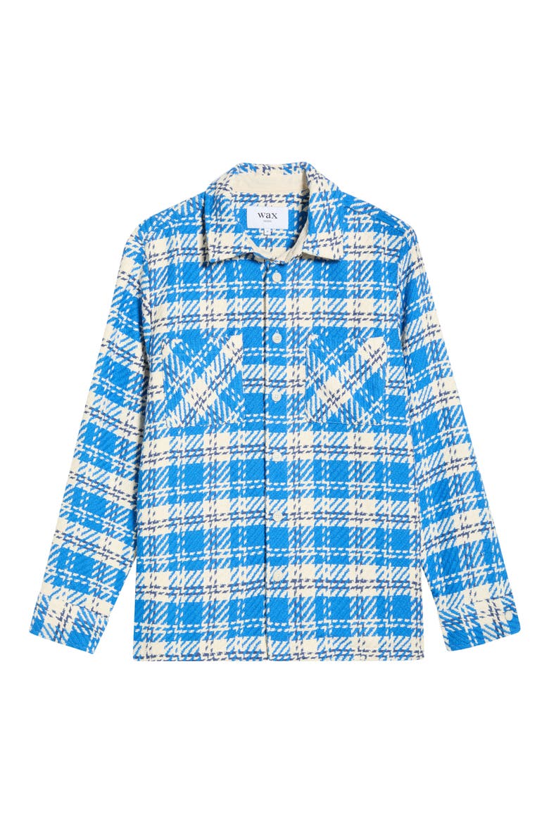 Whiting Oran Check Recycled Cotton Blend Overshirt, Alternate, color, BLUE / ECRU
