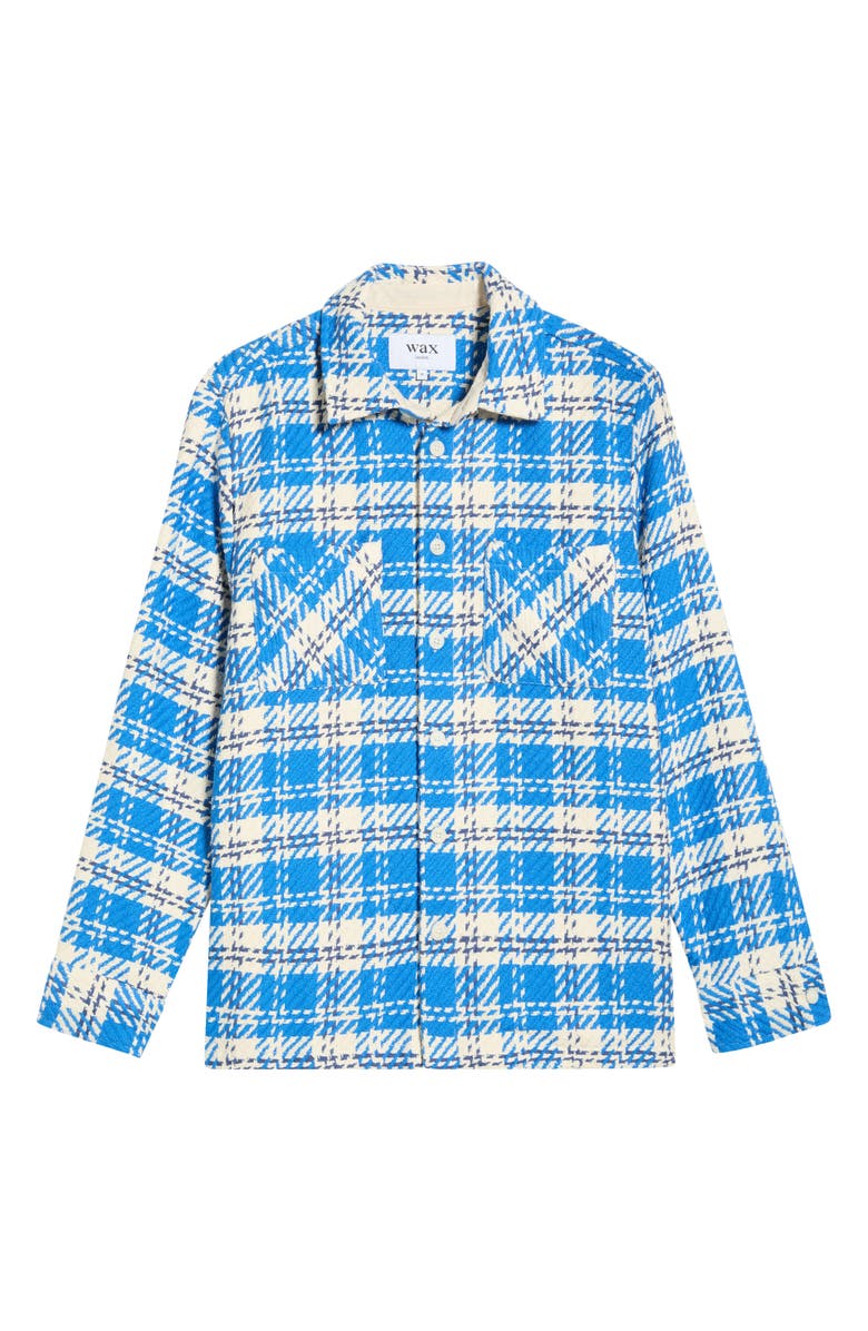 Wax London Whiting Oran Check Recycled Cotton Blend Overshirt, Main, color, Blue / Ecru