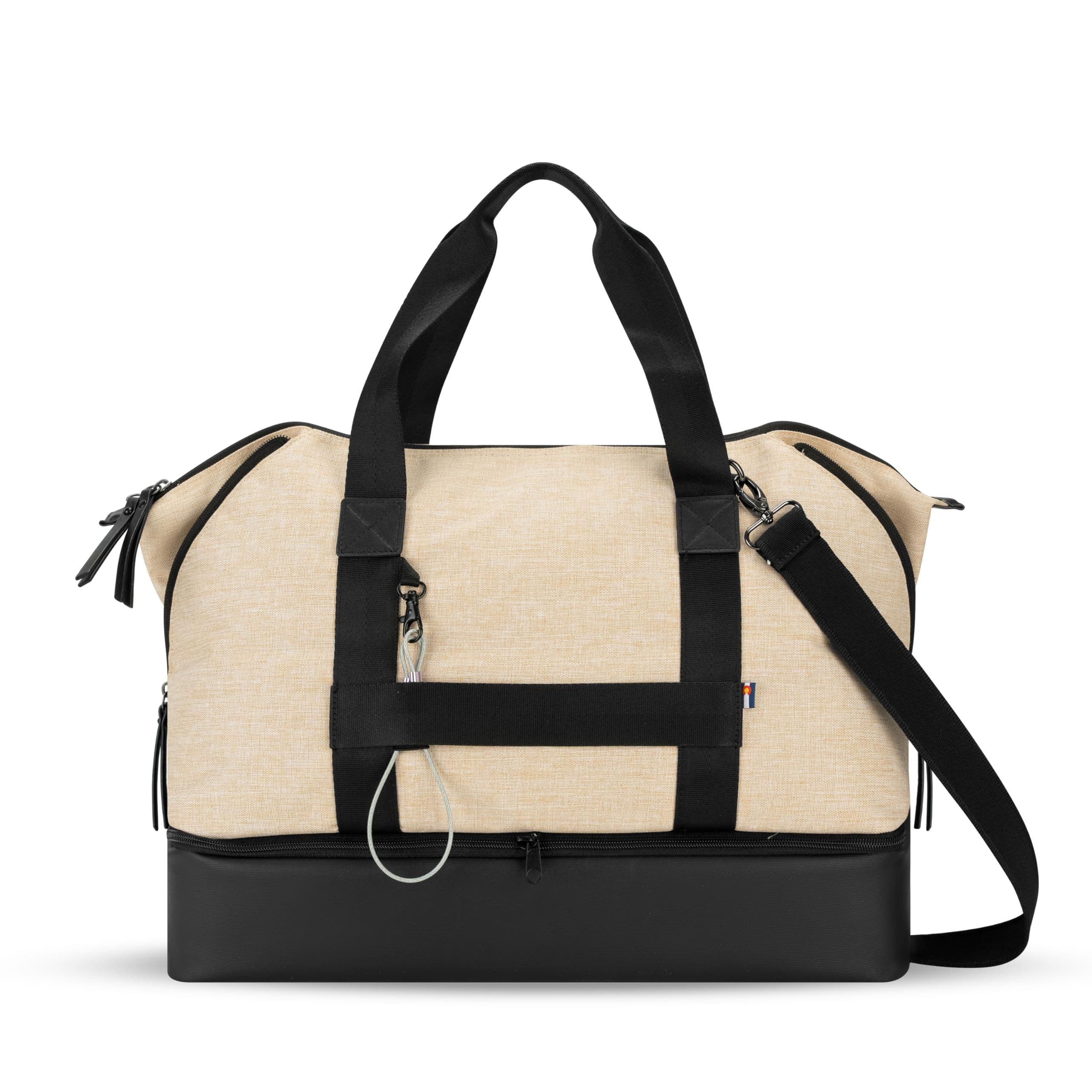 Sherpani Boston Anti Theft Travel Tote Bag with Removable Shoe Compartment, Alternate, color, Straw - Pro