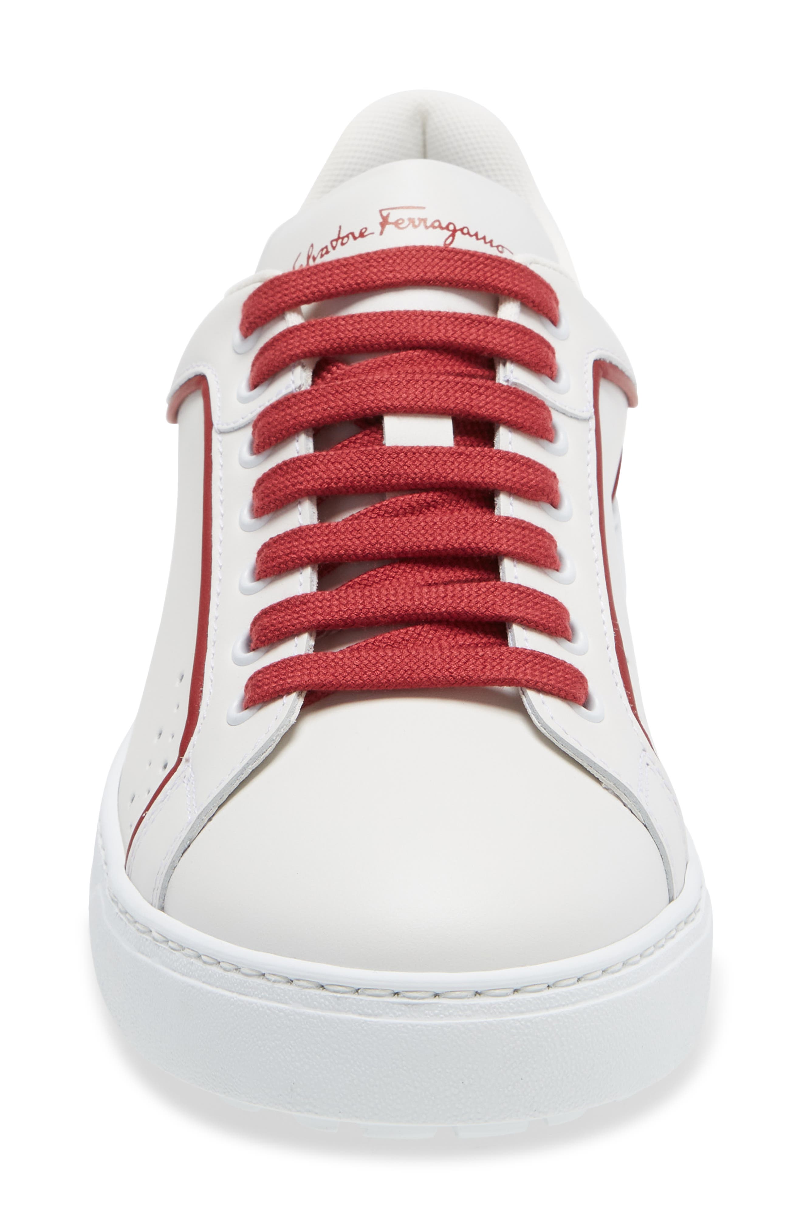 Salvatore Ferragamo Manhattan Sneaker, Alternate, color, BIANCO/ ROUGUE