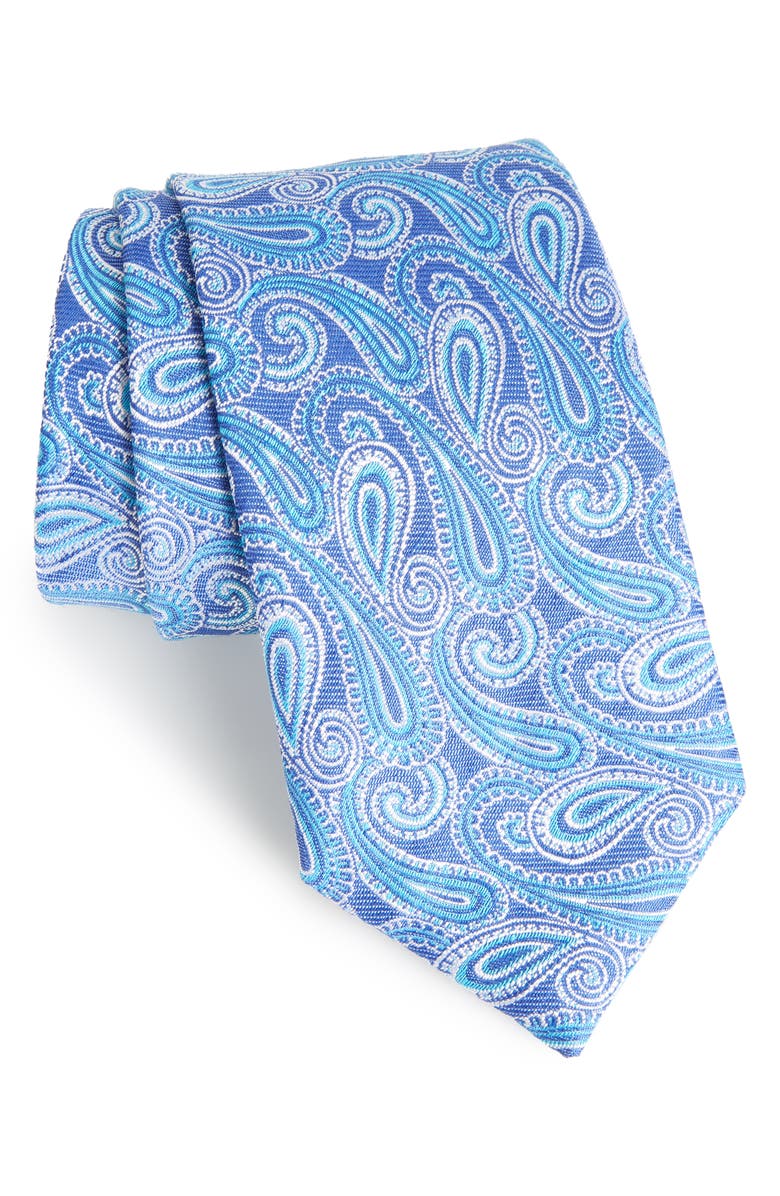David Donahue Paisley Linen & Silk Tie, Main, color, 