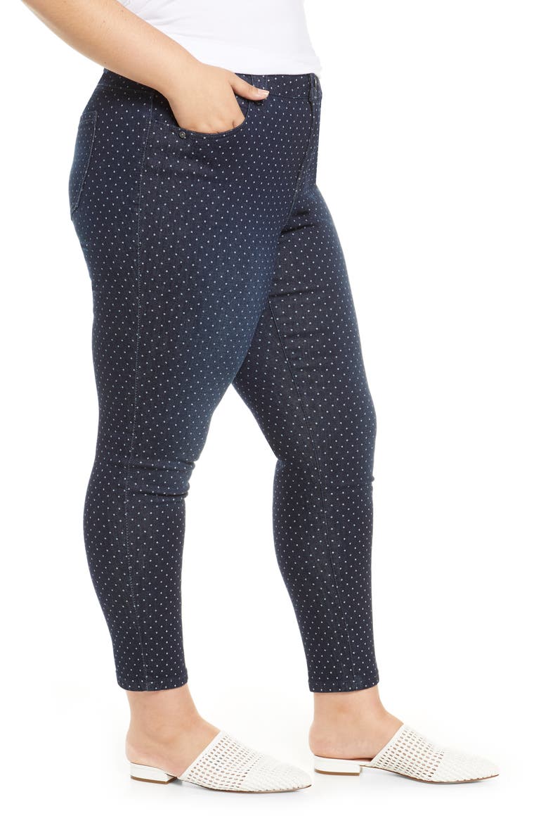 Ab-Solution Dot Pattern Ankle Skinny Jeans (Nordstrom Exclusive), Alternate, color, INDIGO