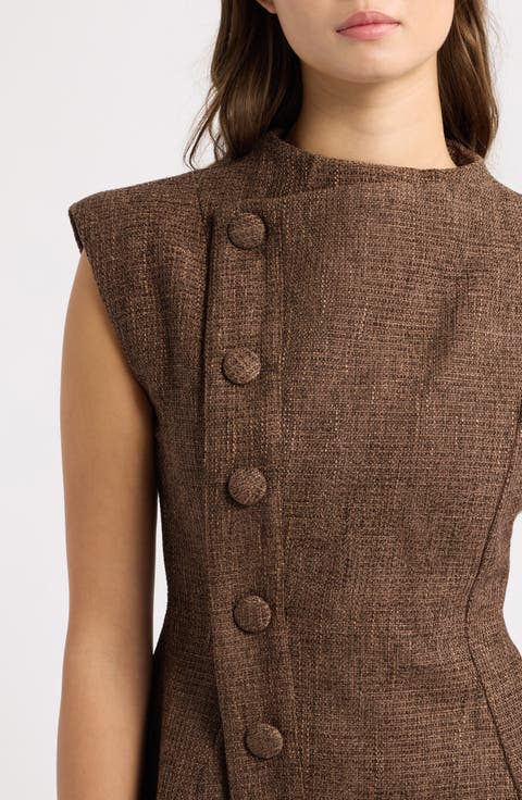 Tweed Button Detail Minidress