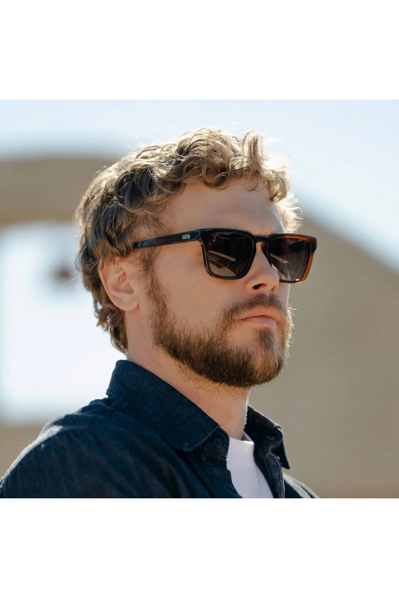 Maverick - 52mm Square Polarized Sunglasses, Alternate, color, Burnt Cedar Brown