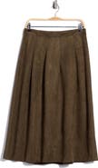 MAX STUDIO Faux Suede Pleated Skirt