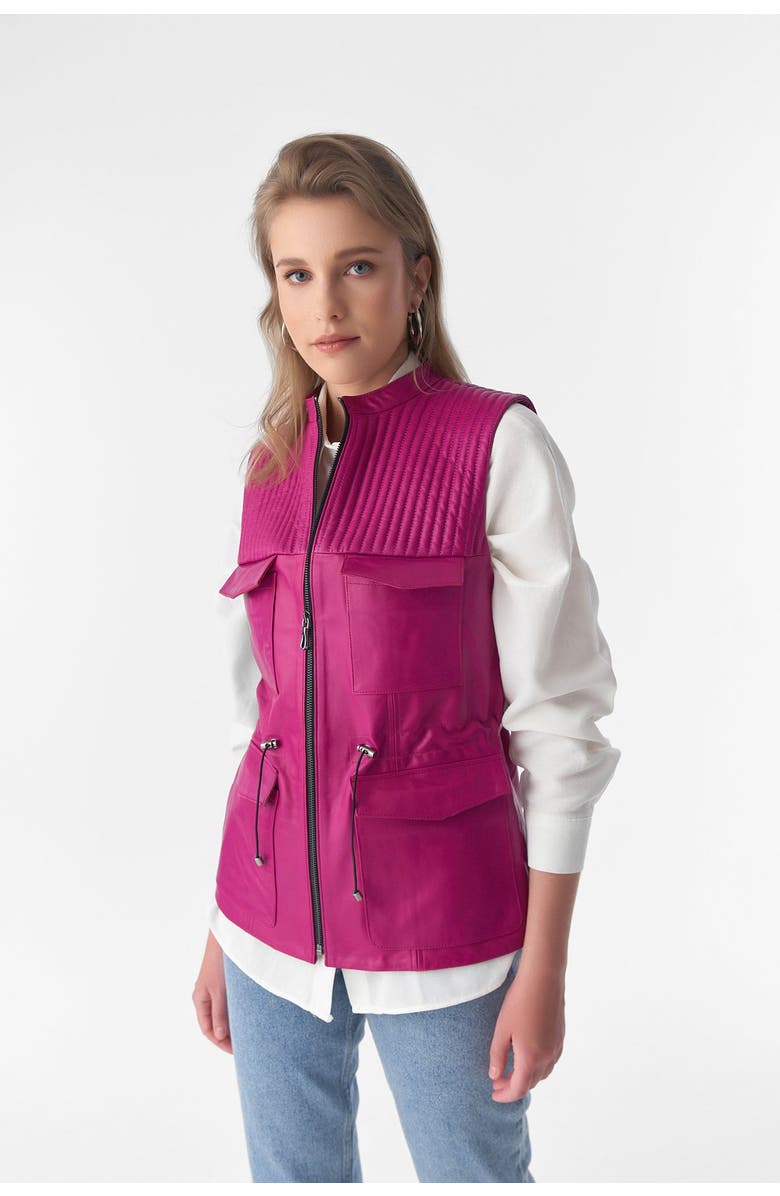 Furniq UK Zoe Leather Vest, Main, color, Fuchsia Pink