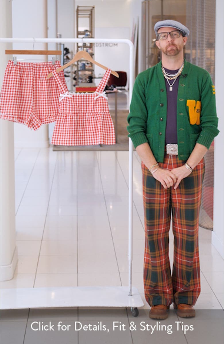 Isidore Gingham Cotton Babydoll Tank & Shorts Set, sales video thumbnail