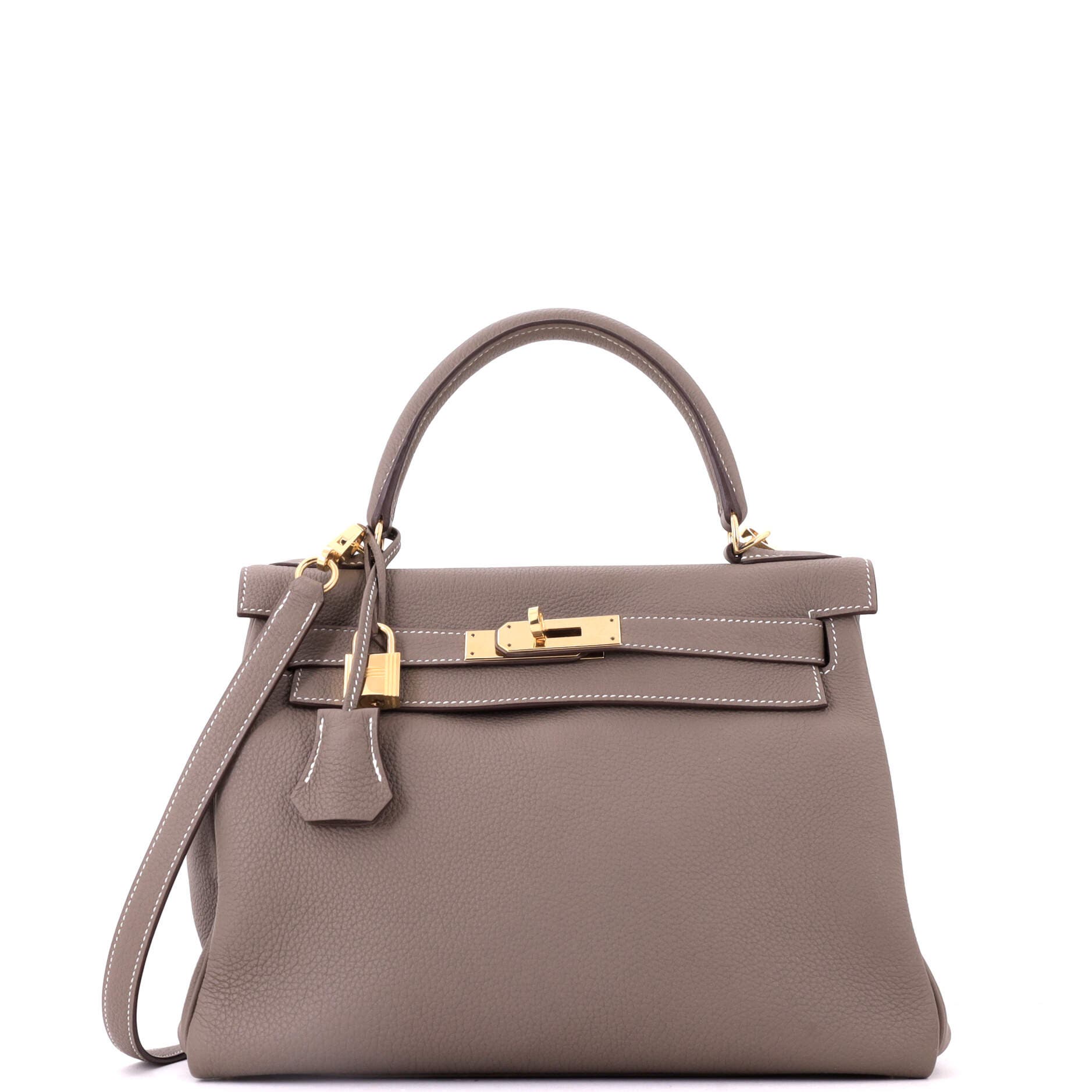 Kelly Handbag Grey Togo with Gold Hardware 28, Main, color, Grey