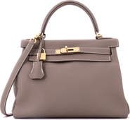 Pre-Owned Hermes Kelly Handbag Grey Togo with Gold Hardware 28