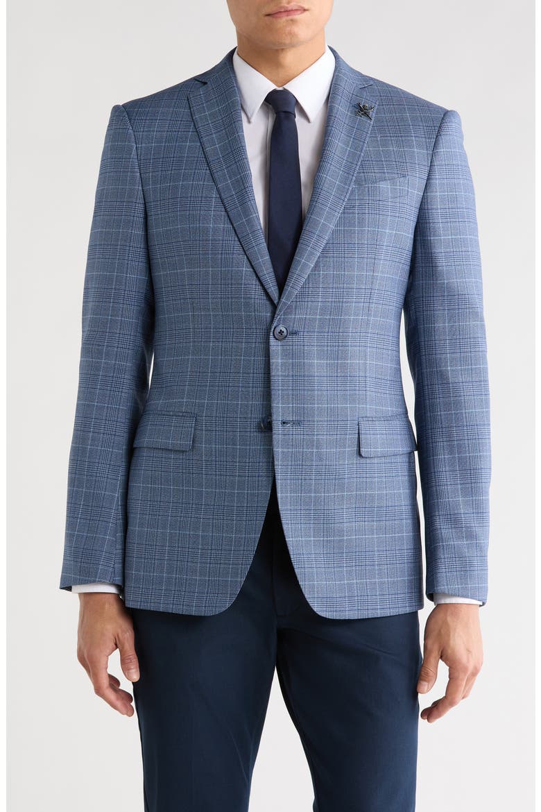 Plaid Two-Button Sport Coat, Main, color, BLUE