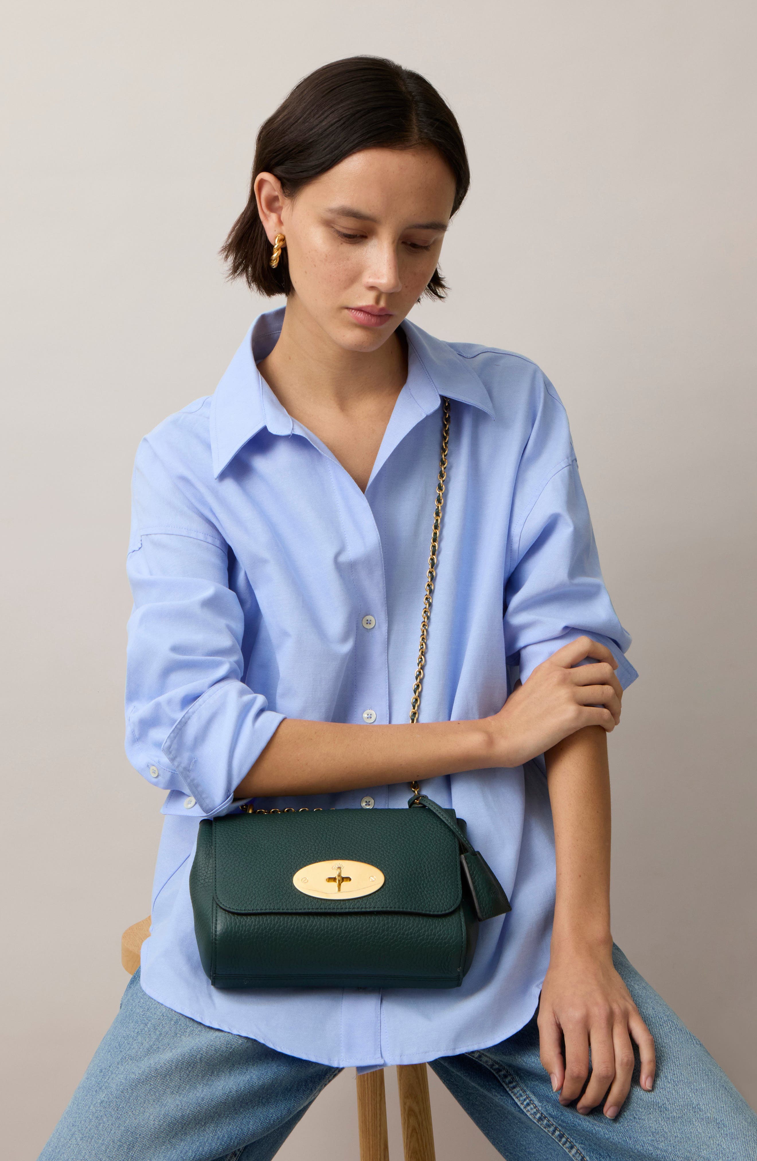 Mulberry Lily Heavy Grain Leather Satchel, Alternate, color, Mulberry Green