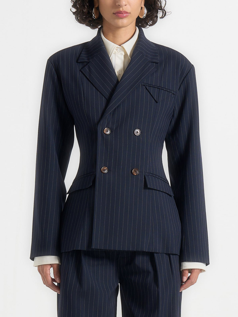 Maia Pinstripe Double Breasted Blazer